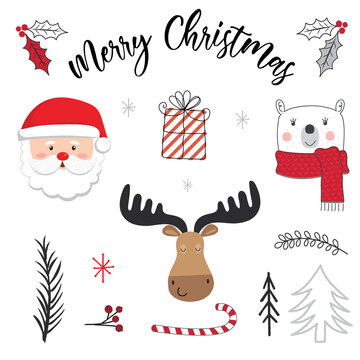 Cute Christmas character and Christmas ornament, vector illustration