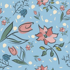 Floral Seamless Pattern. Hand Drawn.