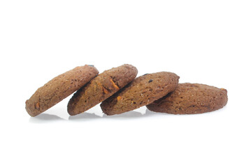 Chocolate homemade pastry cookies isolated on white background