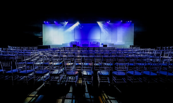 empty chairs in large Conference hall for Corporate Convention or Lecture