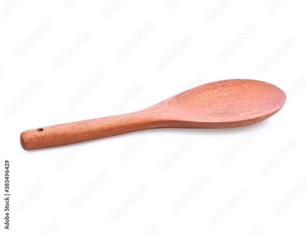 Wall mural Wood or wooden spoon isolated on White background