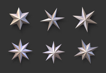 Obraz premium Set of isolated bronze stars on dark grey background.