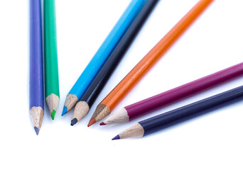Color pencils isolated on white background.