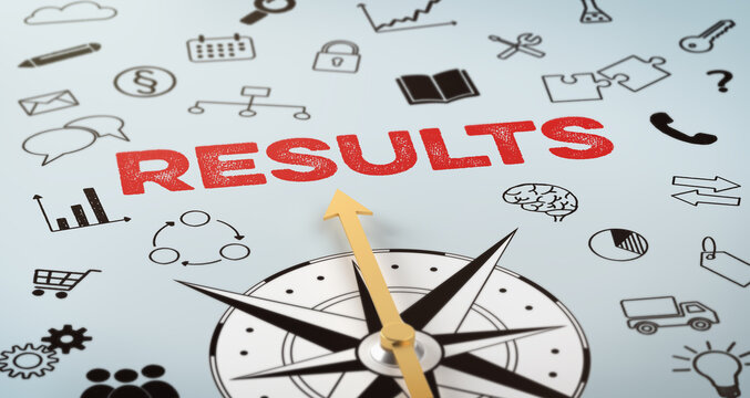 A compass with text and icons - Results