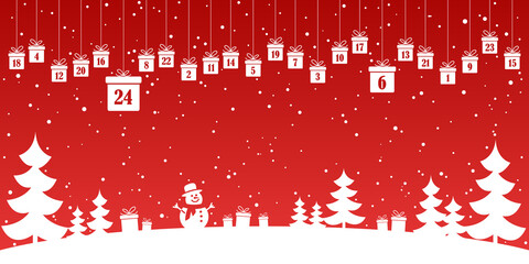 advent calendar 1 to 24 on christmas presents © picoStudio