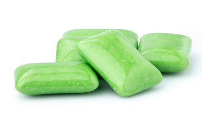 green chewing gum isolated on white background