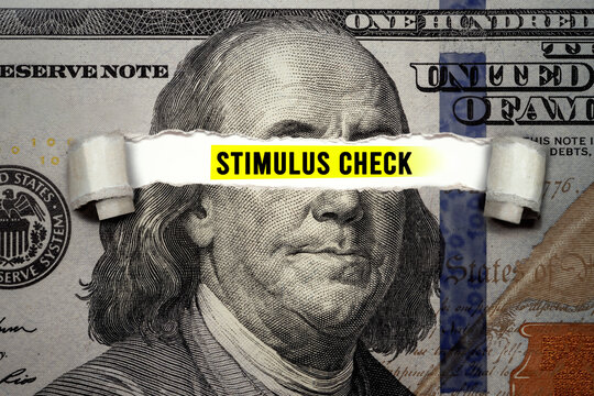 Torn Bills Revealing Stimulus Check Words. Idea For USA Check, Coronavirus Affects US Dollar, People Need To Spend