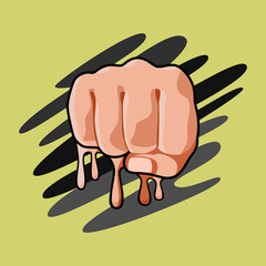 Image of a human fist in the style of leaking paint. Images intended for art, medicine, and more.
