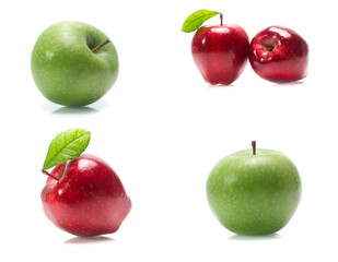 Green apple isolated on white background (set  mix   collection)