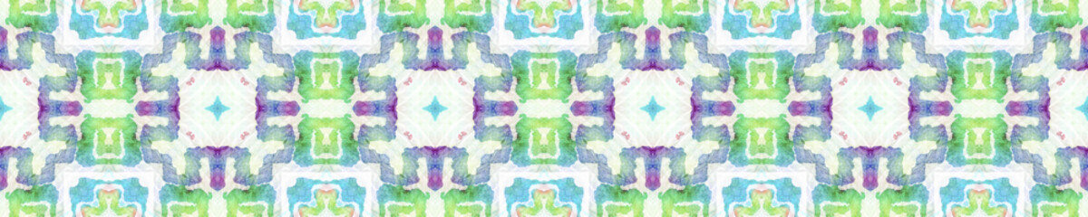 Ethnic Textile. Seamless Tie Dye Rapport. Ikat African Motif. Blue, White, Indigo, Denim Seamless Texture. Abstract Kaleidoscope Design. Ethnic Craft Textile Print.