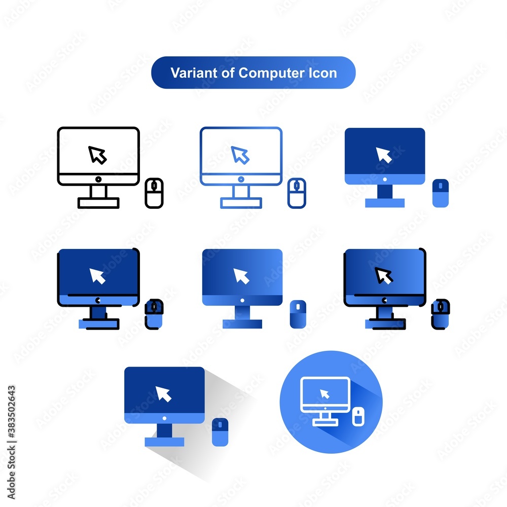 Poster variant icon style of computer