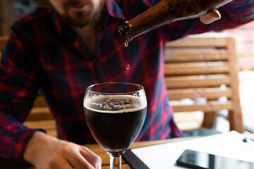 Alcohol and unhealthy lifestyle concept. Fight against alcohol addiction, loneliness, crisis, dismissal, unemployment.