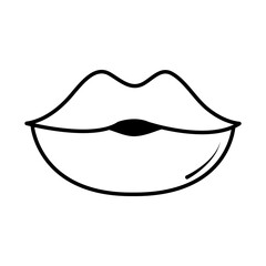 female lips pop art comic style, line icon