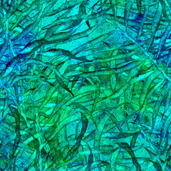 Palm leaves seamless pattern. Turquoise cosmic 