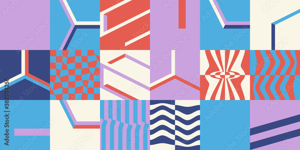 Aufkleber op art abstract geometric vector pattern with 3d shapes