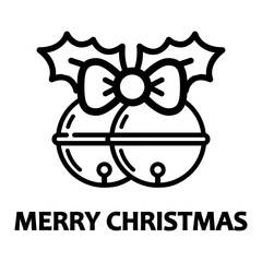 cartoon christmas bells outline set with text