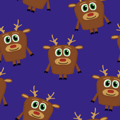 seamless pattern with deer on a purple background