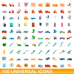 Fototapeta premium 100 universal icons set. Cartoon illustration of 100 universal icons vector set isolated on white background