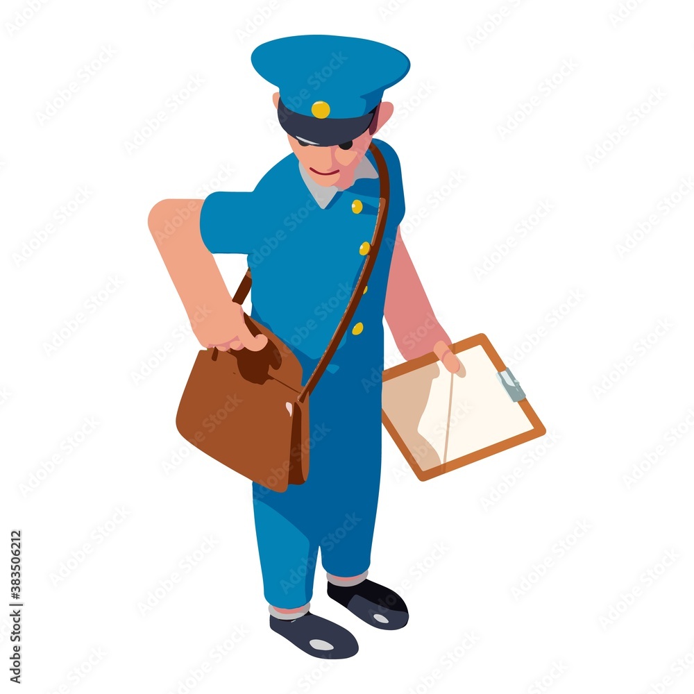 Poster postman icon. isometric of postman vector icon for web design isolated on white background