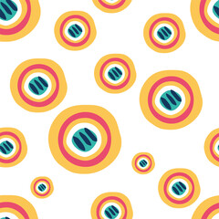 Repeatable pattern. Ethnic folk abstract illustration.  Stylized flowers pattern fill. Dymkovo style. Digital seamless paper. Endless pattern