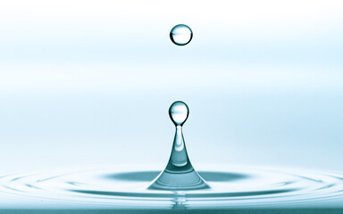 Water splash of falling drop with circular waves