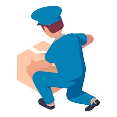 Mailman open parcel icon. Isometric of mailman open parcel vector icon for web design isolated on white background