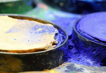 close-up colored watercolor paints detail