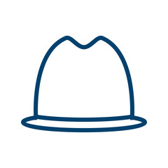 Cowboy Hat Vector Icon Design with Dark Blue Color Style and White Background