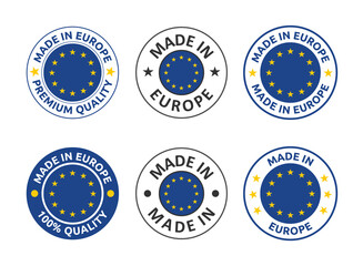 made in Europe labels set, European Union product emblem