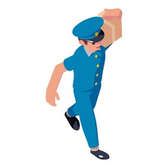 Postman parcel client delivery icon. Isometric of postman parcel client delivery vector icon for web design isolated on white background