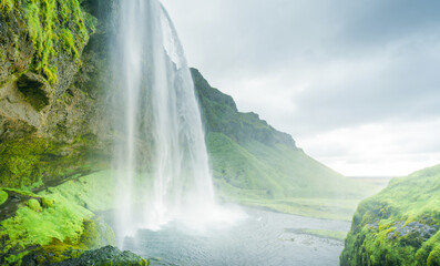 Seljalandfoss waterfall in summer time, Iceland
