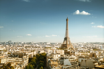 Skyline of Paris with Eiffel Tower, France