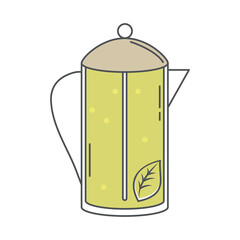 Fototapeta premium tea, teapot herbal beverage fresh line and fill