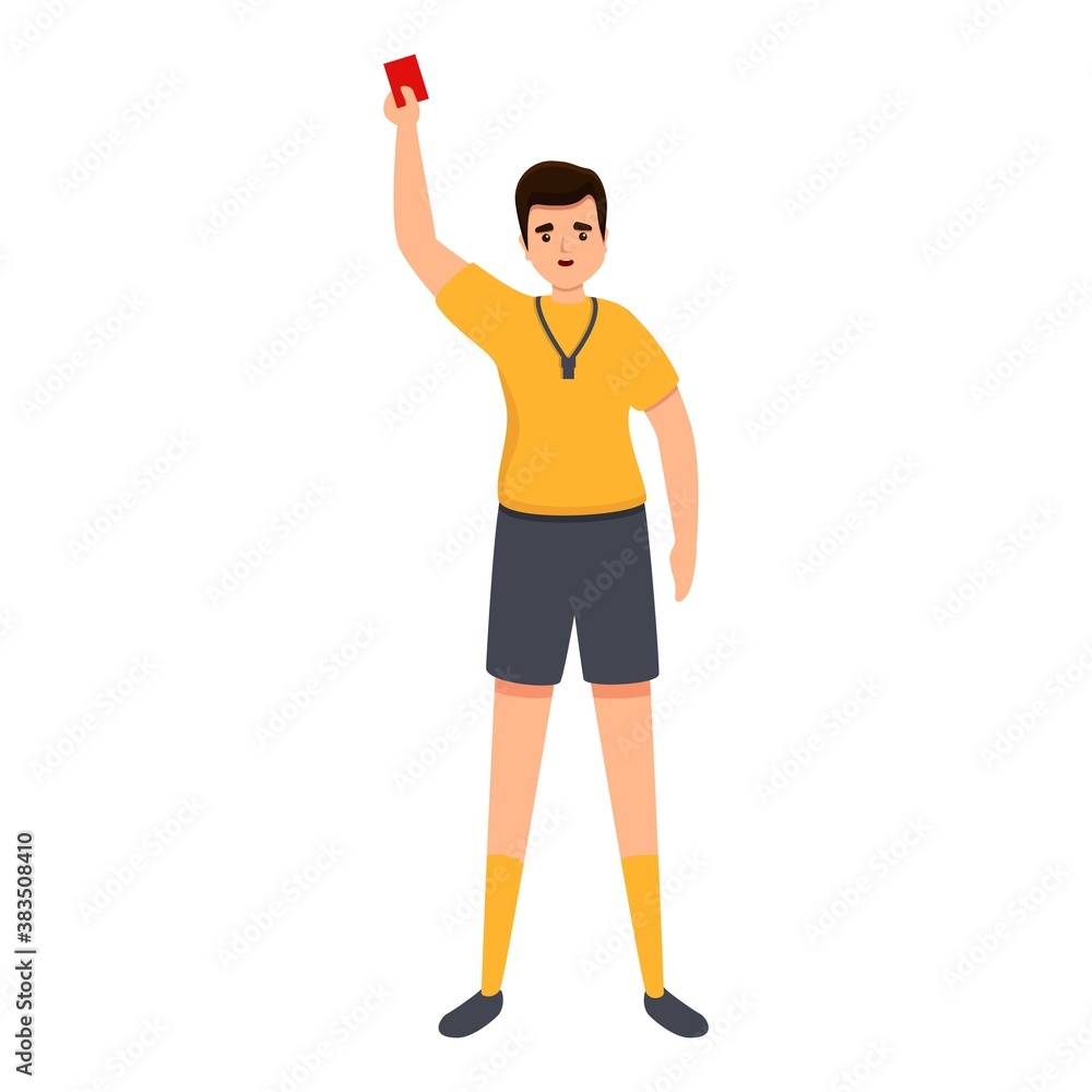 Poster referee show red card icon. cartoon of referee show red card vector icon for web design isolated on 