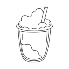 tea, smoothie yummy drink with straw line icon style