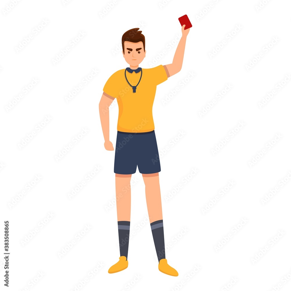 Poster referee show red card icon. cartoon of referee show red card vector icon for web design isolated on 