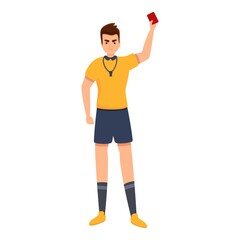 Fototapeta na wymiar Referee show red card icon. Cartoon of referee show red card vector icon for web design isolated on white background