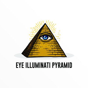 cartoon Eye of Providence. Masonic symbol. eye inside triangle pyramid. New World Order. Sacred geometry, religion, spirituality, Design element for logo, poster, card, banner, emblem, t shirt. Vector