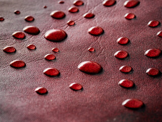 Water drops on red background.