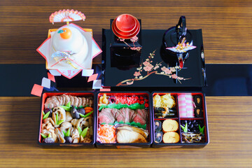 Japanese new year traditional food box