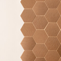 Copper, hexagonal wall tiles, close-up