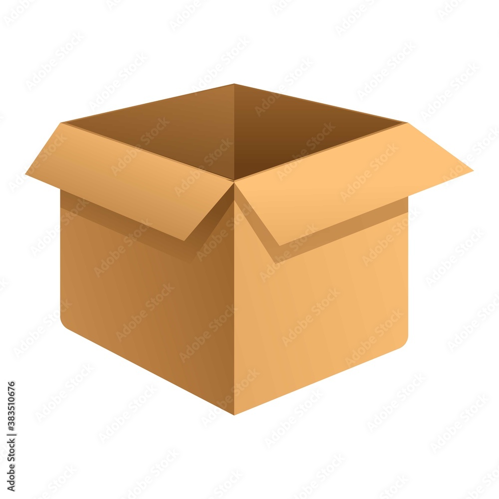 Poster open parcel box icon. cartoon of open parcel box vector icon for web design isolated on white backgr