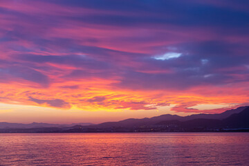 Colorful sunset over spanish cost 