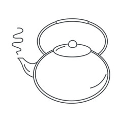 tea, teapot hot beverage fresh line icon style