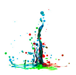 Splash of color ink or paint on white background