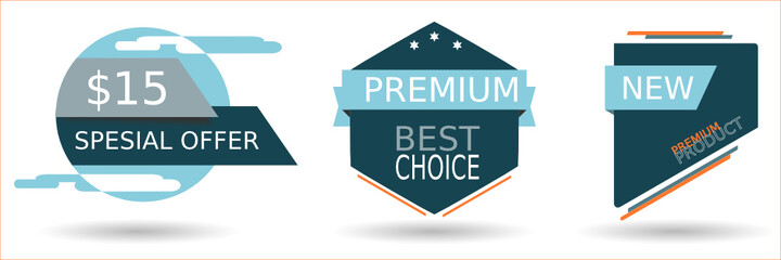 Origami sell labels template. Blue speech bubble origami labels. Special offer, black friday bubles