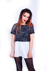 young pretty caucasian woman posing emotional isolated on white background, beauty people lifestyle concept