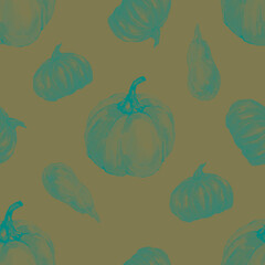  pumpkin, sunflower. Watercolor hand drawn illustration. Autumn set. Thanksgiving Day. Harvest Festival. print, textiles. Background, paper.Seamless pattern

