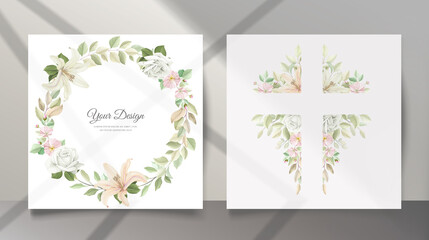 beautiful lily flower wedding invitation card