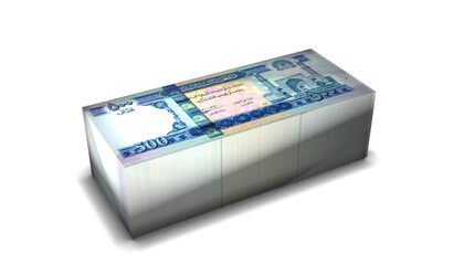 Afghanistan Banknotes Money Stack on White Background